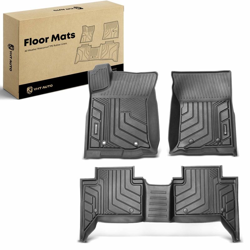 3x Front & Rear Black Floor Mats Liners for Toyota Tacoma 2016-2023 Double Cab