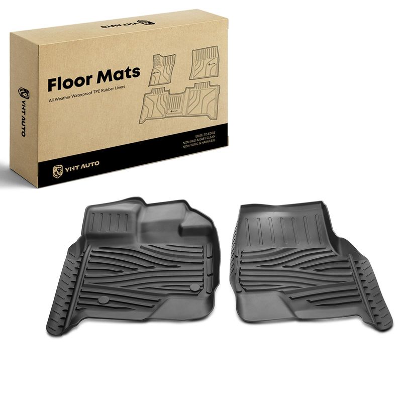 2x Front Black Floor Mats Liners for Ford F-150 2015-2023 SuperCrew SuperCab 4dr