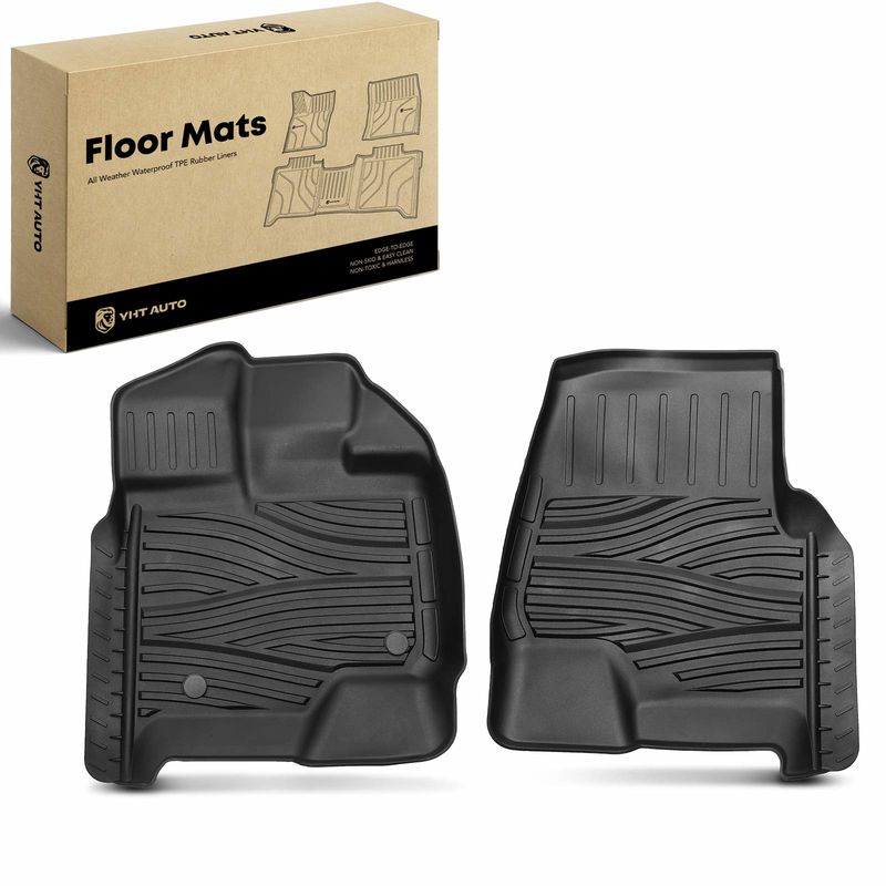 2x Front Black Floor Mats Liners for Ford F-150 2015-2023 SuperCrew SuperCab 4dr