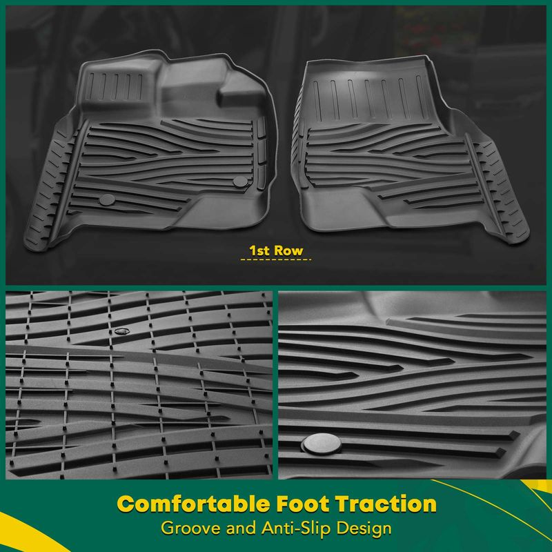 2x Front Black Floor Mats Liners for Ford F-150 2015-2023 SuperCrew SuperCab 4dr