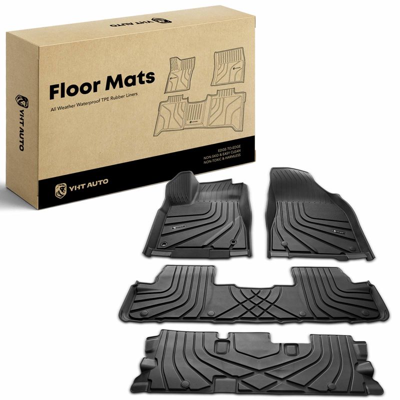 4x Front & Rear Black Floor Mats Liners for Toyota Highlander 2014-2019 7-Seats