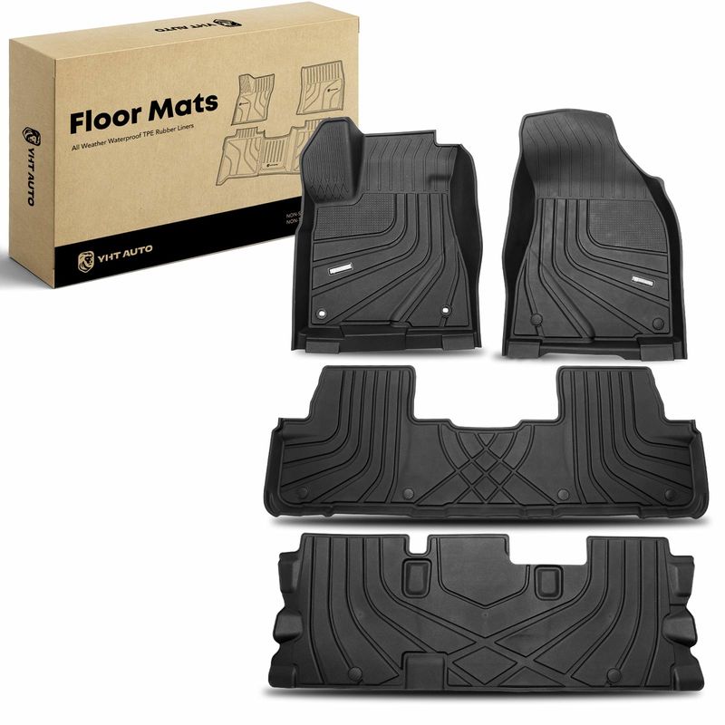 4x Front & Rear Black Floor Mats Liners for Toyota Highlander 2014-2019 7-Seats