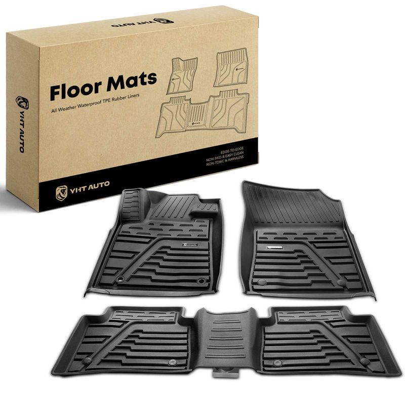 3x Front & Rear Black Floor Mats Liners for Toyota Tundra CrewMax Double Cab