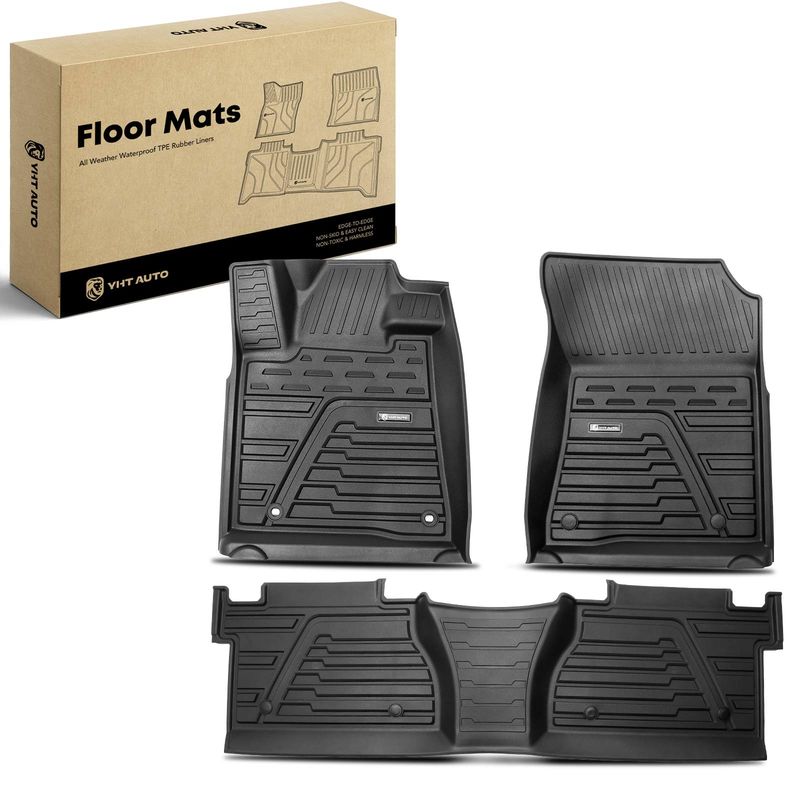 3x Front & Rear Black Floor Mats Liners for Toyota Tundra CrewMax Double Cab