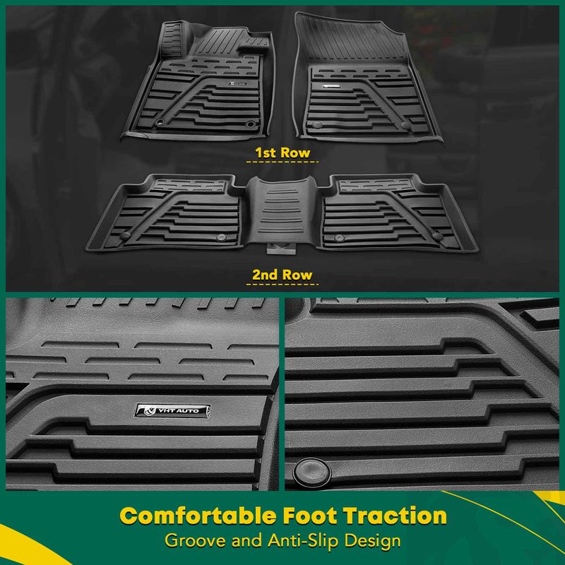 3x Front & Rear Black Floor Mats Liners for Toyota Tundra CrewMax Double Cab