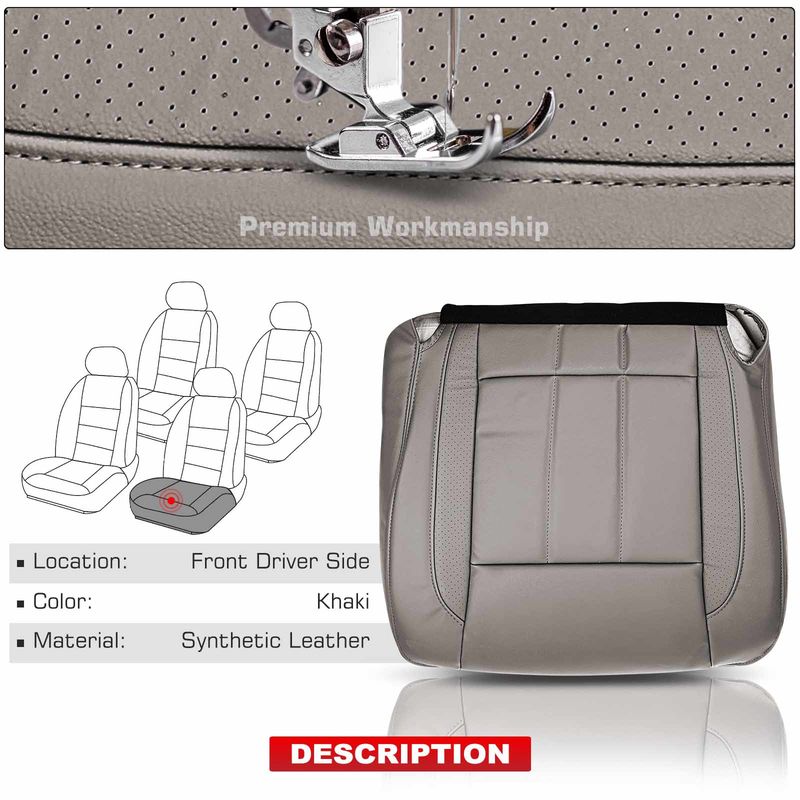 Front Driver Seat Cover for Dodge Ram 1500 2500 3500 2006-2009 Khaki Leather