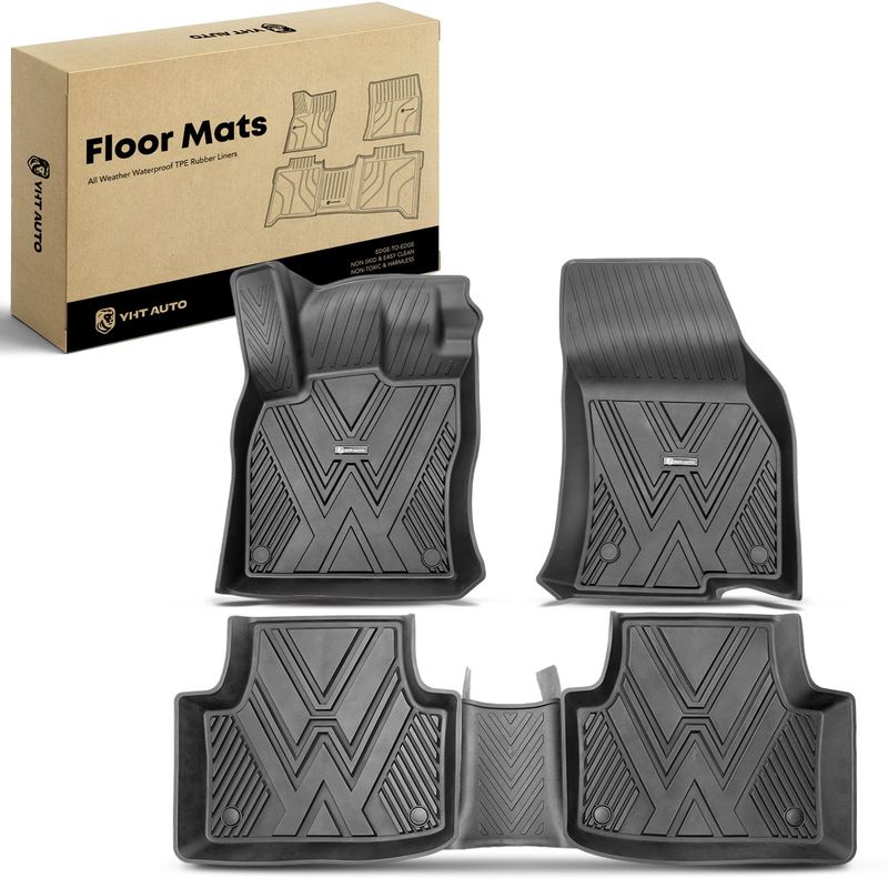 3x Front & Rear Black Floor Mats Liners for Volkswagen T-ROC 2020-2022