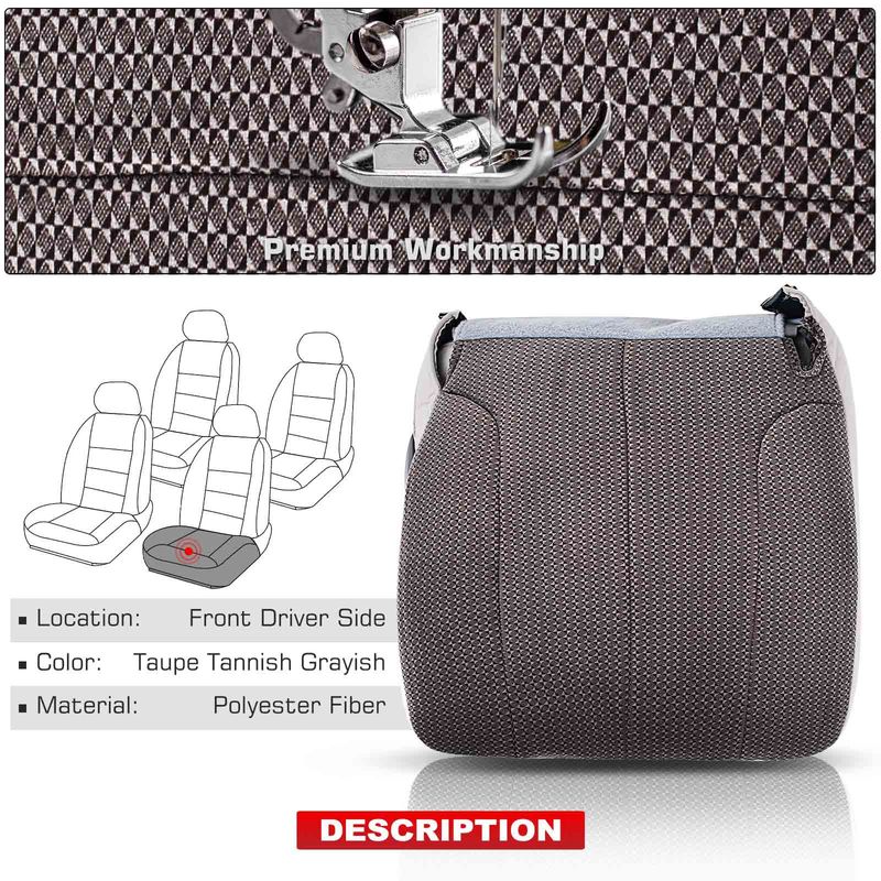 Taupe Tannish Grayish Front Driver Seat Bottom Cover for Dodge Ram 1500 02-05