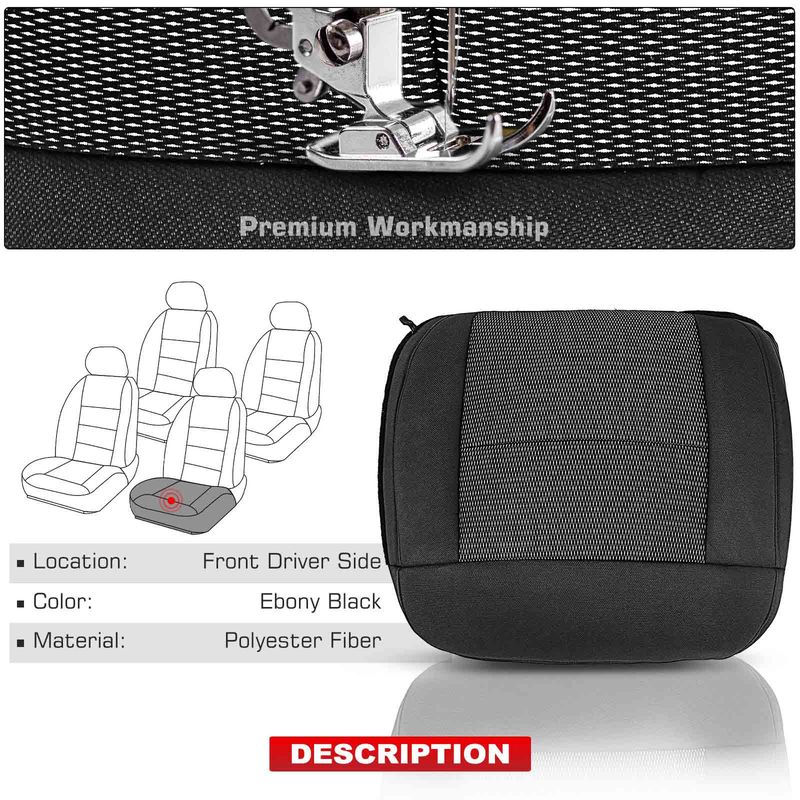 Ebony Black Front Driver Seat Bottom Cover for Ford F-150 2004-2006