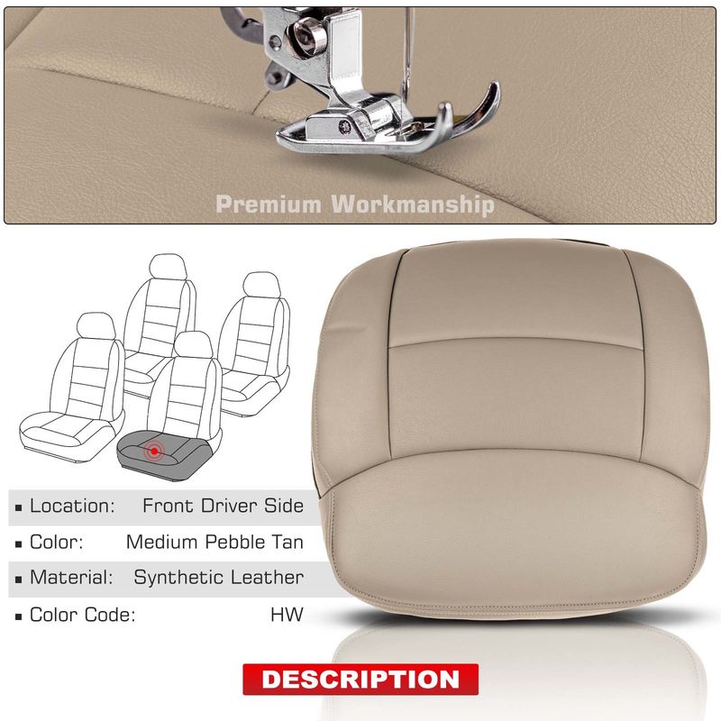 Front Driver Seat Cover for Ford F-150 2004-2008 Medium Pebble Tan
