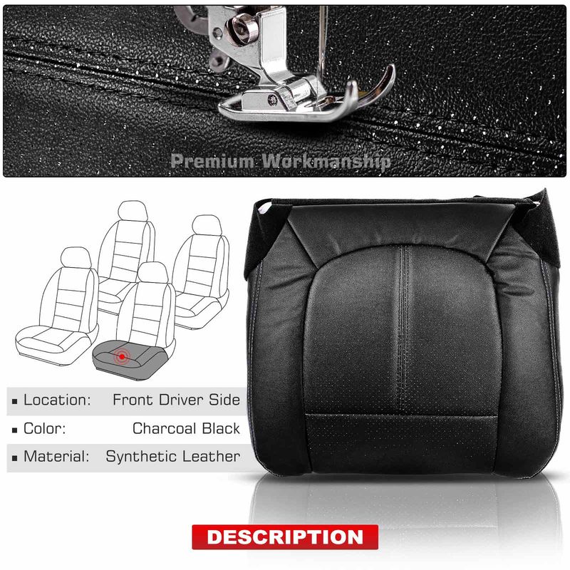 Front Driver Seat Cover for Ford F-250 F-350 F-450 11-16 Charcoal Black