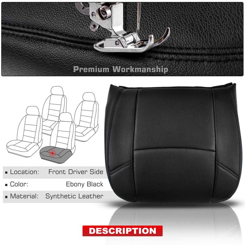 Front Driver Seat Cover for Cadillac Escalade ESV EXT 2007-2014 Ebony Black