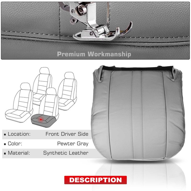 Front Driver Seat Cover for Chevy Express 1500 2500 3500 GMC Pewter Gray