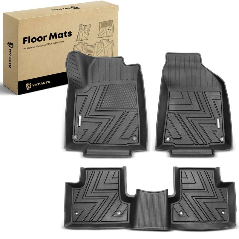 3x Front & Rear Black Floor Mats Liners for Jeep Cherokee 2015-2022