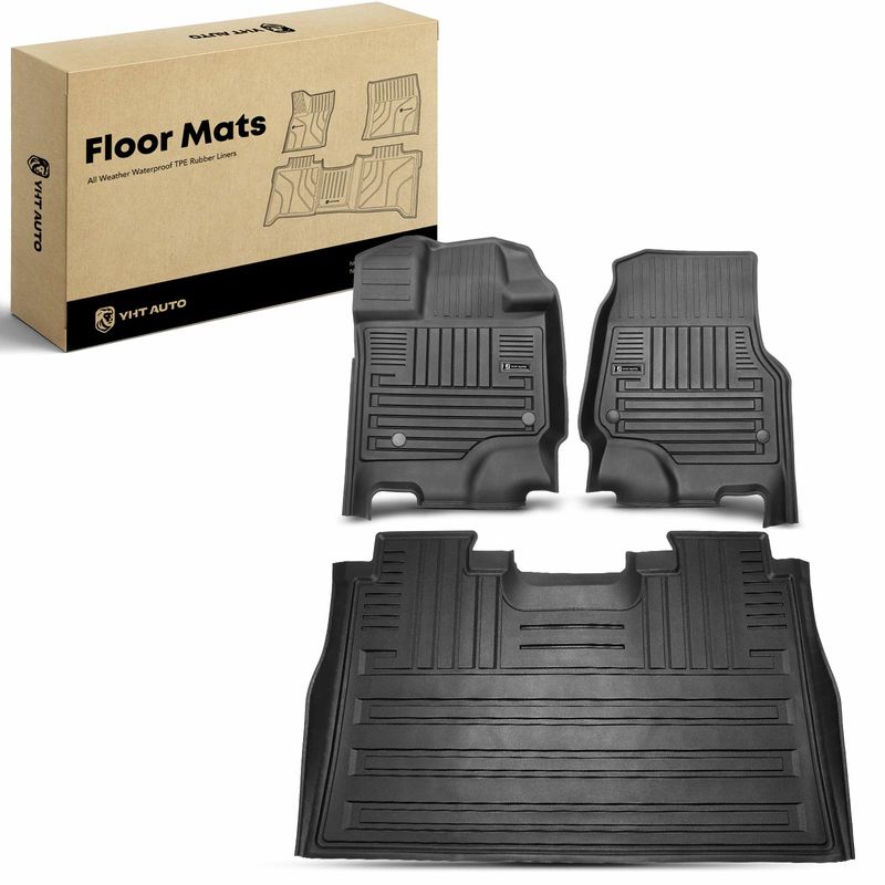 3x Front & Rear Black Floor Mats Liners for Ford F-150 Crew Cab Pickup 2015-2023