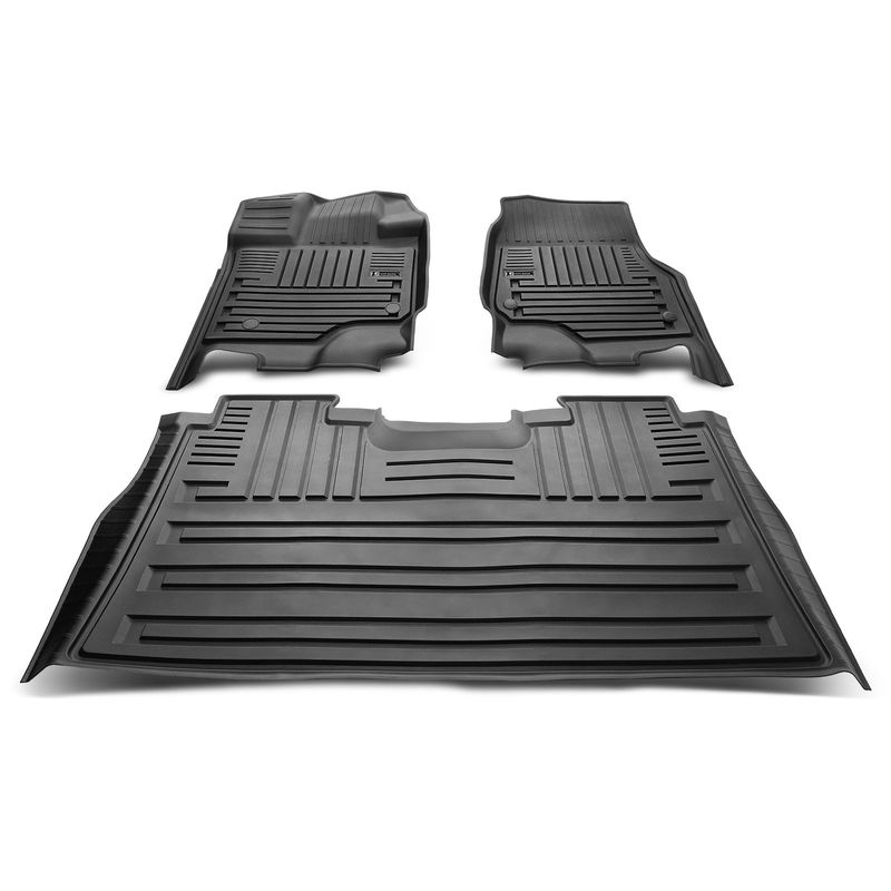 3x Front & Rear Black Floor Mats Liners for Ford F-150 Crew Cab Pickup 2015-2023