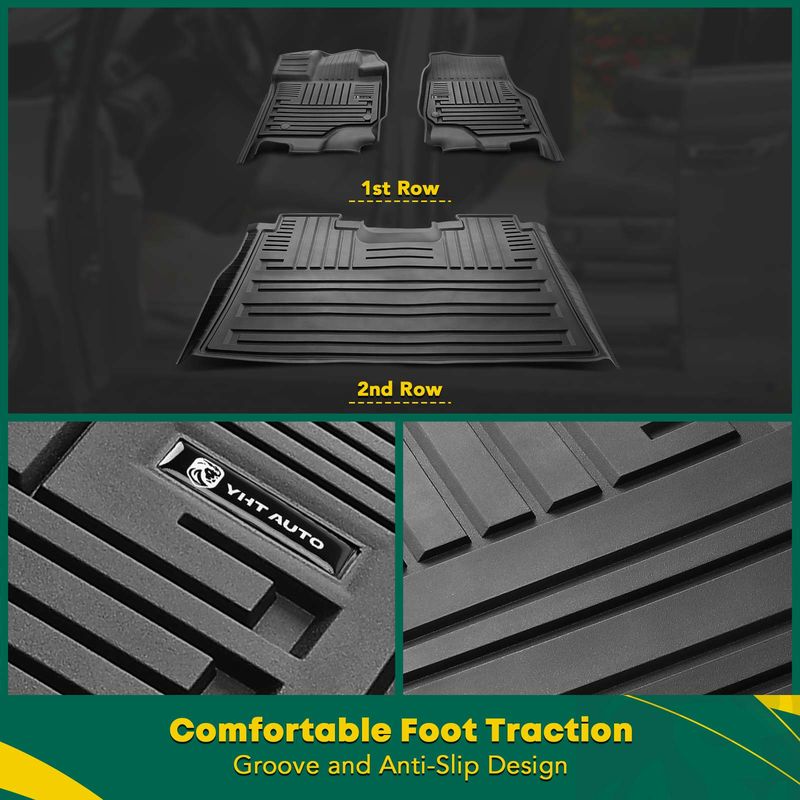 3x Front & Rear Black Floor Mats Liners for Ford F-150 Crew Cab Pickup 2015-2023