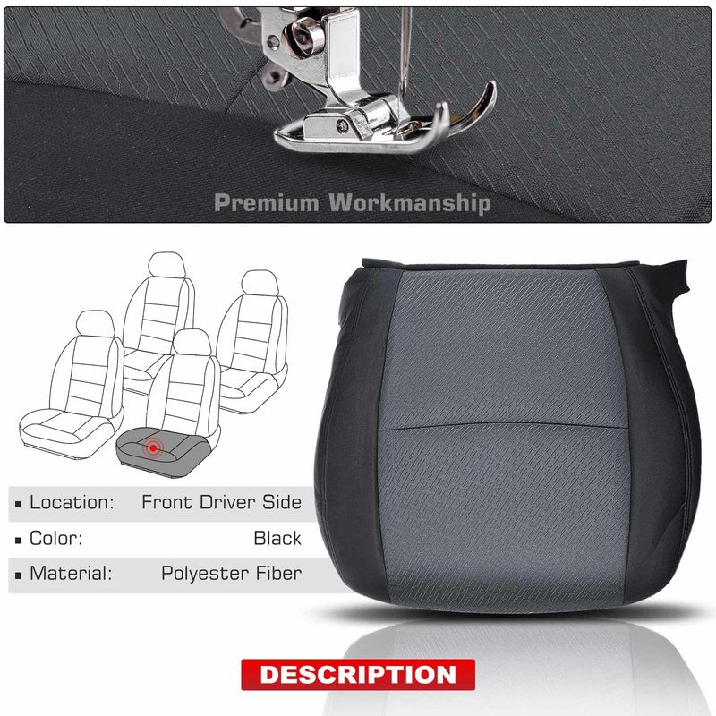 Front Driver Seat Cover for Chevrolet Silverado 1500 GMC Sierra 1500 Black Cloth