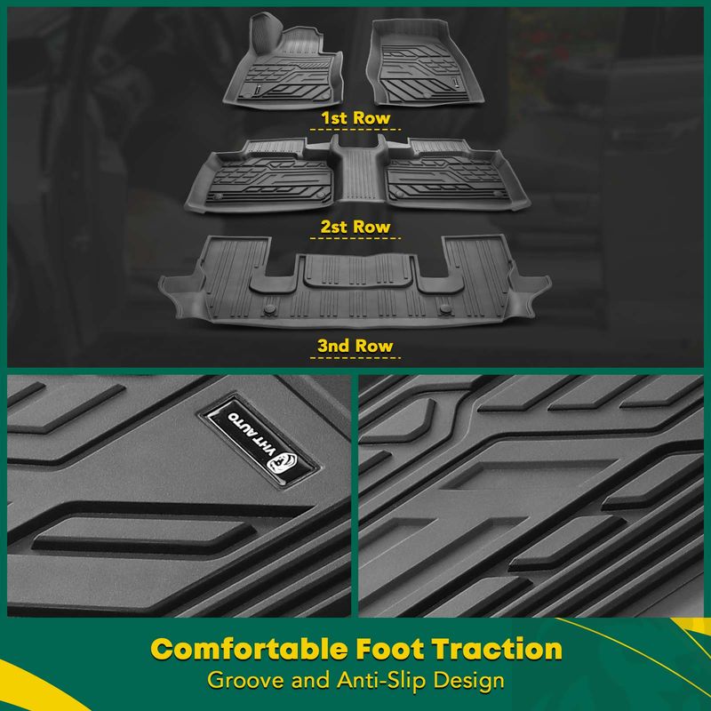 4x Front & Rear Black Floor Mats Liners for Ford Explorer 2019-2021 SUV