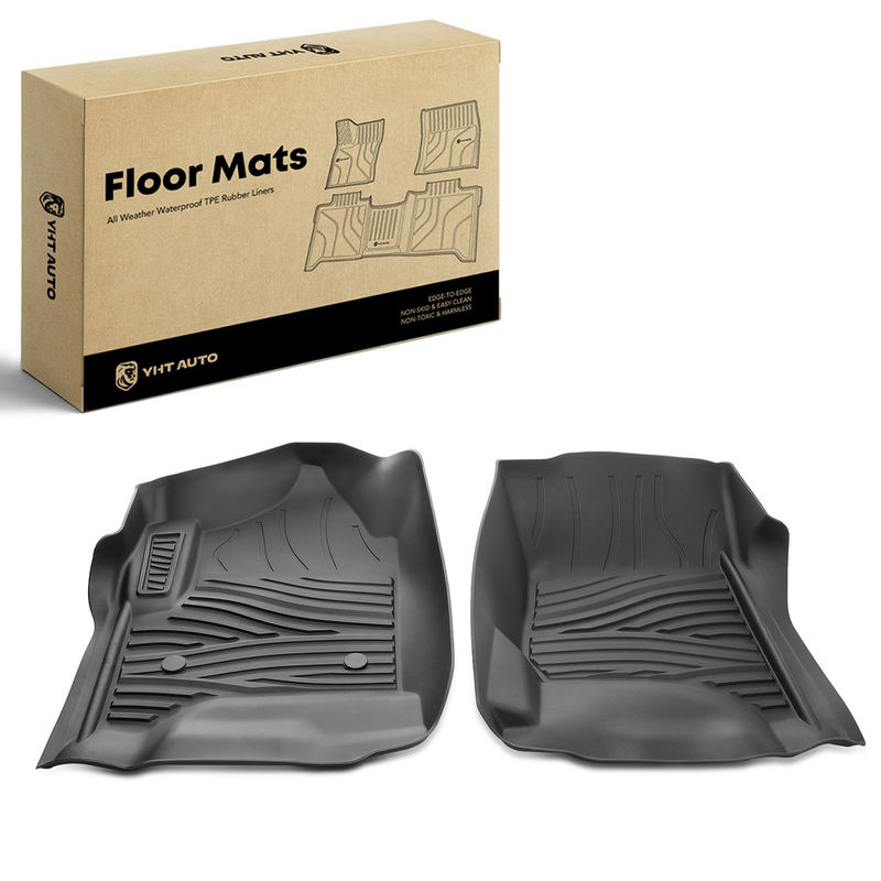 2x Front Black Floor Mats Liners for Chevy Silverado 1500 GMC Sierra 1500 14-18