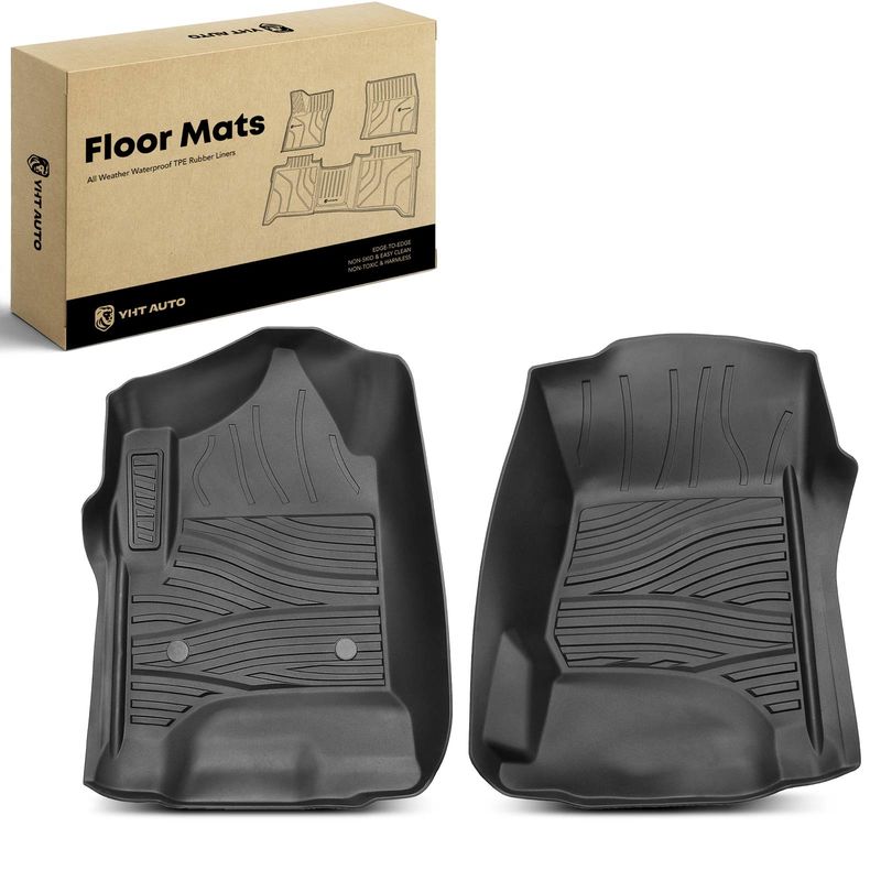 2x Front Black Floor Mats Liners for Chevy Silverado 1500 GMC Sierra 1500 14-18