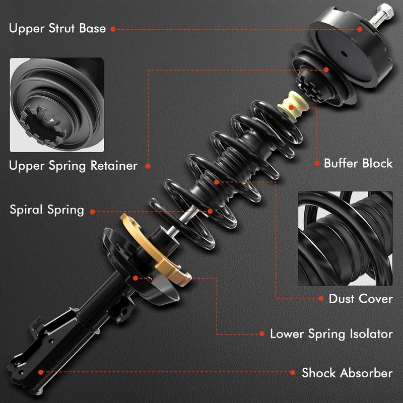 4x Front & Rear Complete Strut & Coil Spring Assembly for Hyundai Accent 12-17