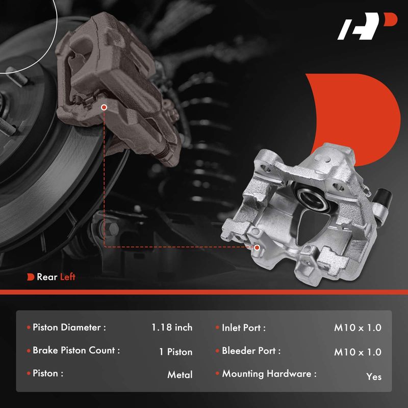 Rear Driver Brake Caliper with Bracket for Mercedes-Benz C250 E350 E400 E550
