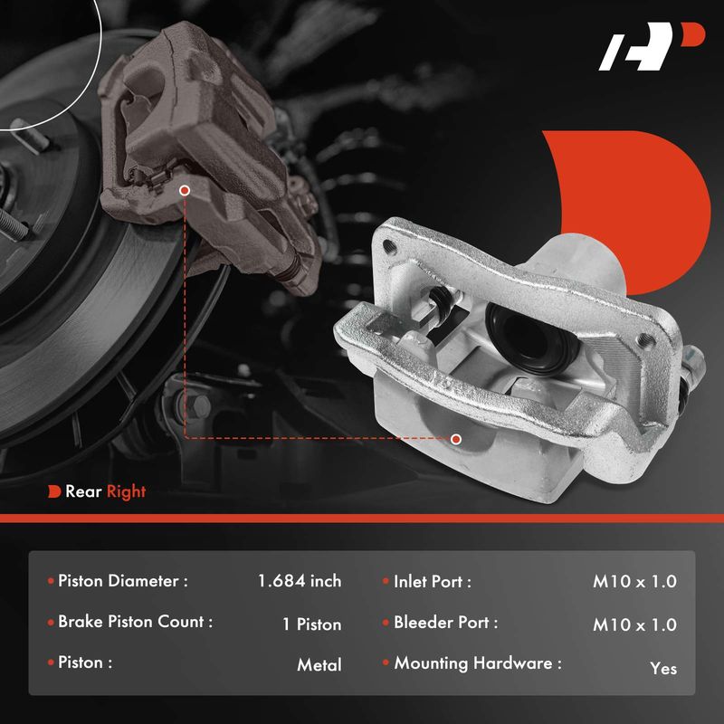 Rear Passenger Brake Caliper with Bracket for Hyundai Santa Fe Kia Sorento