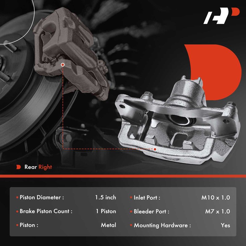 Rear Passenger Brake Caliper with Bracket for Subaru Impreza 2004-2007 Forester