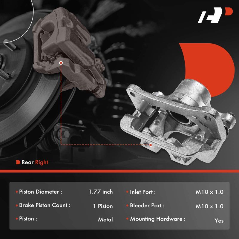 Rear Passenger Brake Caliper with Bracket for Hyundai Genesis 2012-2016 Kia K900