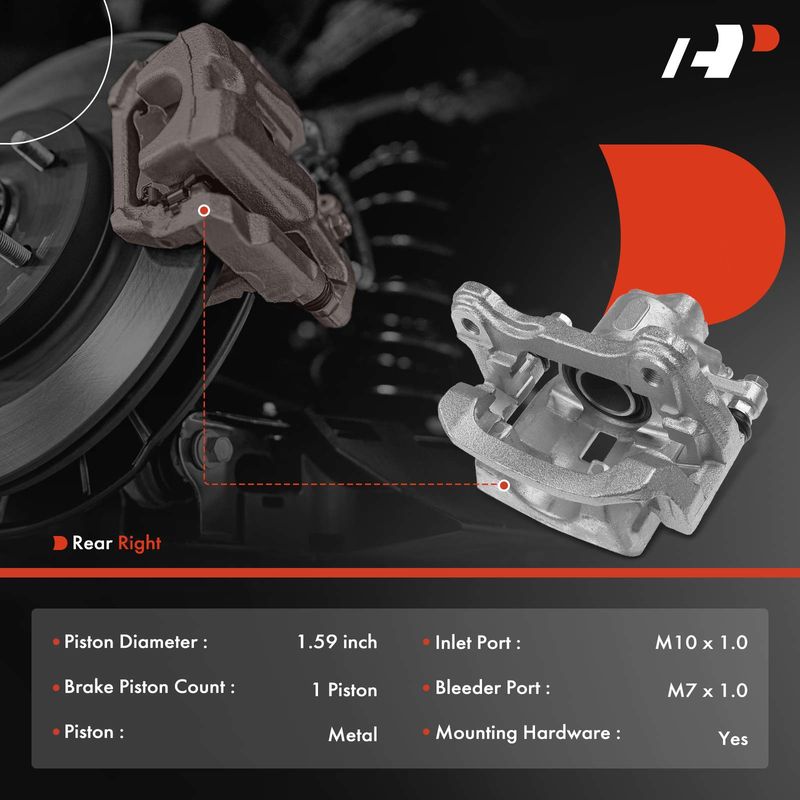 Rear Passenger Brake Caliper with Bracket for Lexus IS250 F Sport 2014-2015