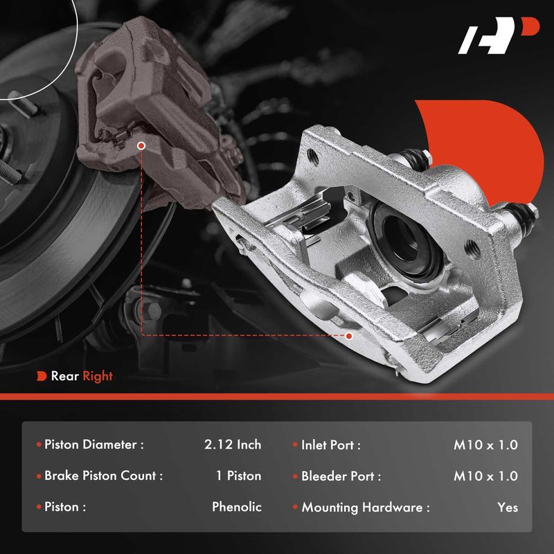 Rear Passenger Brake Caliper with Bracket for Dodge Durango Ram 1500 Van 2003