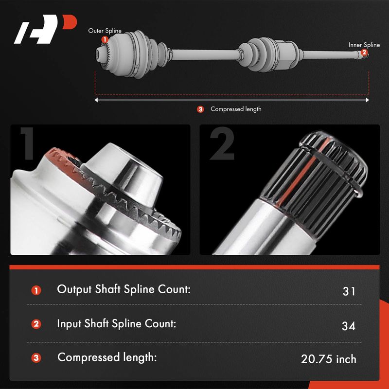 Front Driver CV Axle Shaft Assembly for Mini Cooper 2014-2019 2021-2022 L3 1.5L
