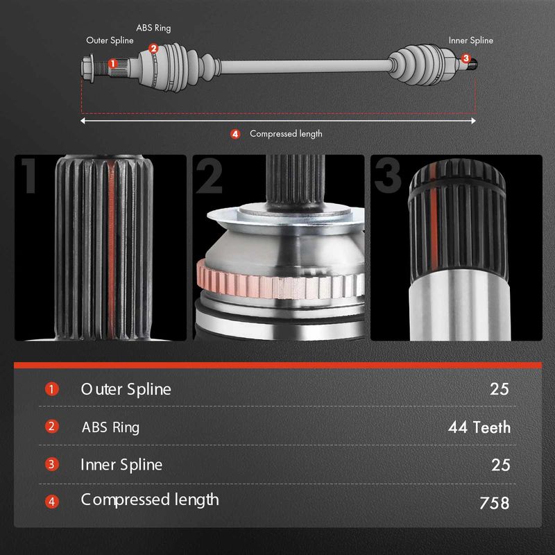Rear CV Axle Shaft + Hub Bearing for Subaru Legacy Outback 00-04 Baja