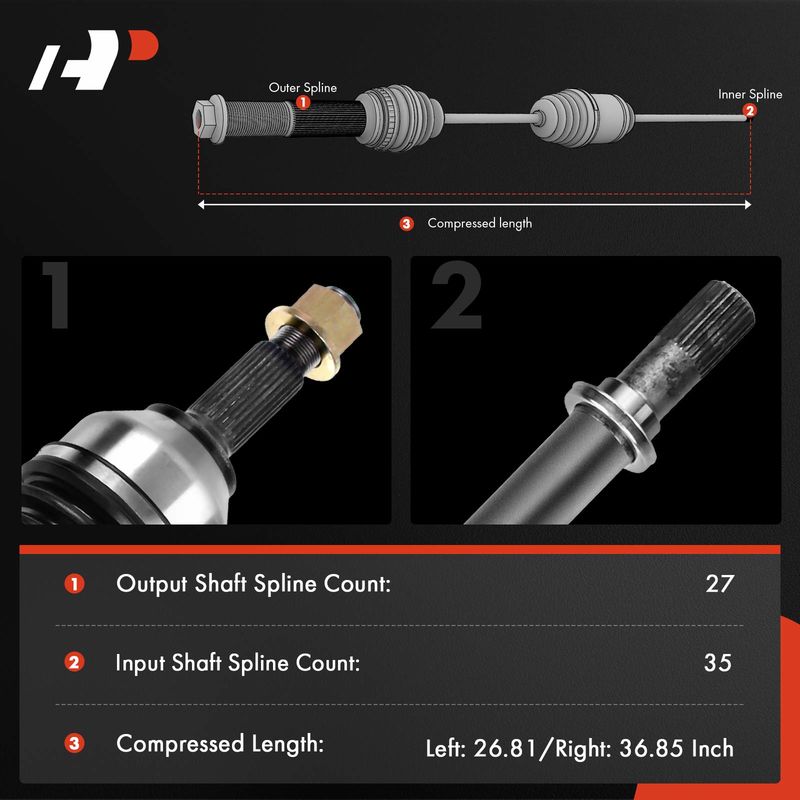 2x Front CV Axle Shaft Assembly for Ford Transit Connect 2014-2016