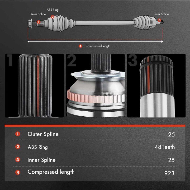 Front Passenger CV Axle Shaft Assembly for Hyundai Accent Dodge Kia Rio Manual