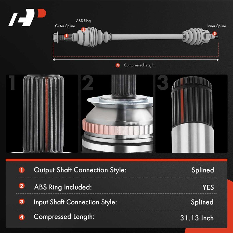 Rear Driver CV Axle Shaft Assembly for Honda CR-V 1997-2001 L4 2.0L 4WD