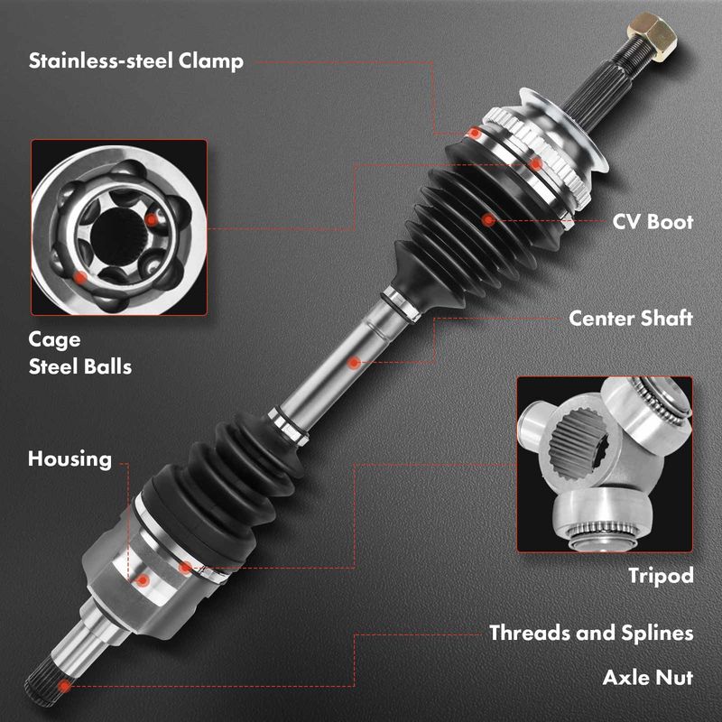 Front Driver CV Axle Shaft + Hub Bearing for Nissan Altima 2013-2018 2.5L