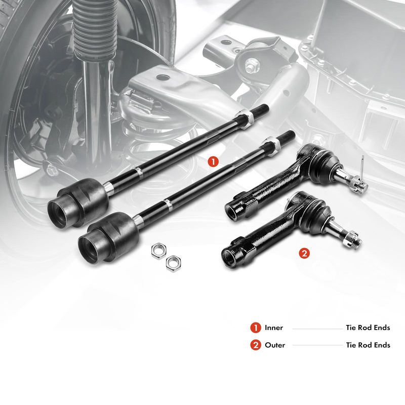 4x Inner & Outer Steering Tie Rod End for Chevy Impala 04-13 Monte Carlo Pontiac