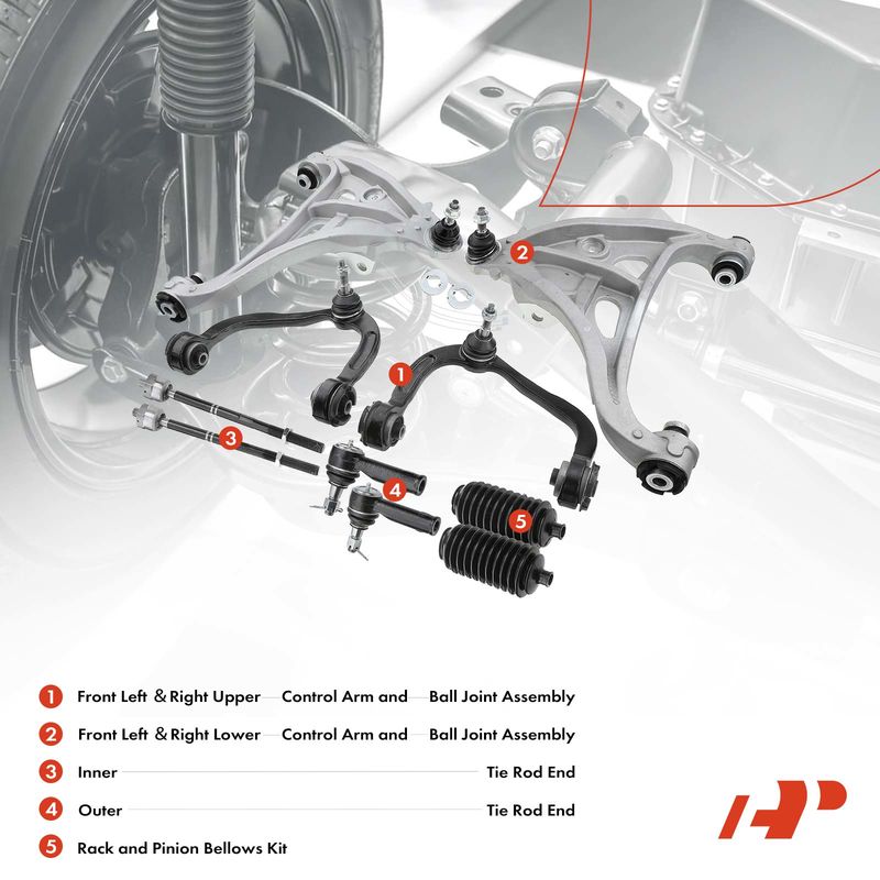 10x Front Control Arm with Ball Joint Tie Rod End for Ford F-150 2004-2006 4WD