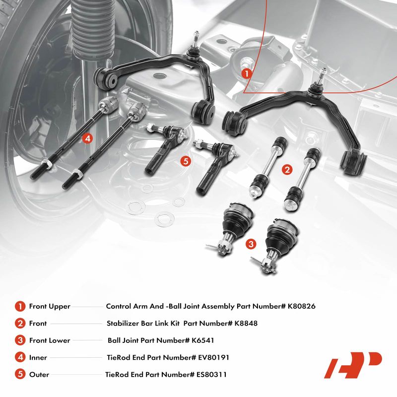 10x Front Control Arm & Ball Joint & Sway Bar Link Tie Rod End for Chevy Express